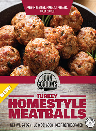 John Gordon's Homestyle Turkey Meatballs Package Label